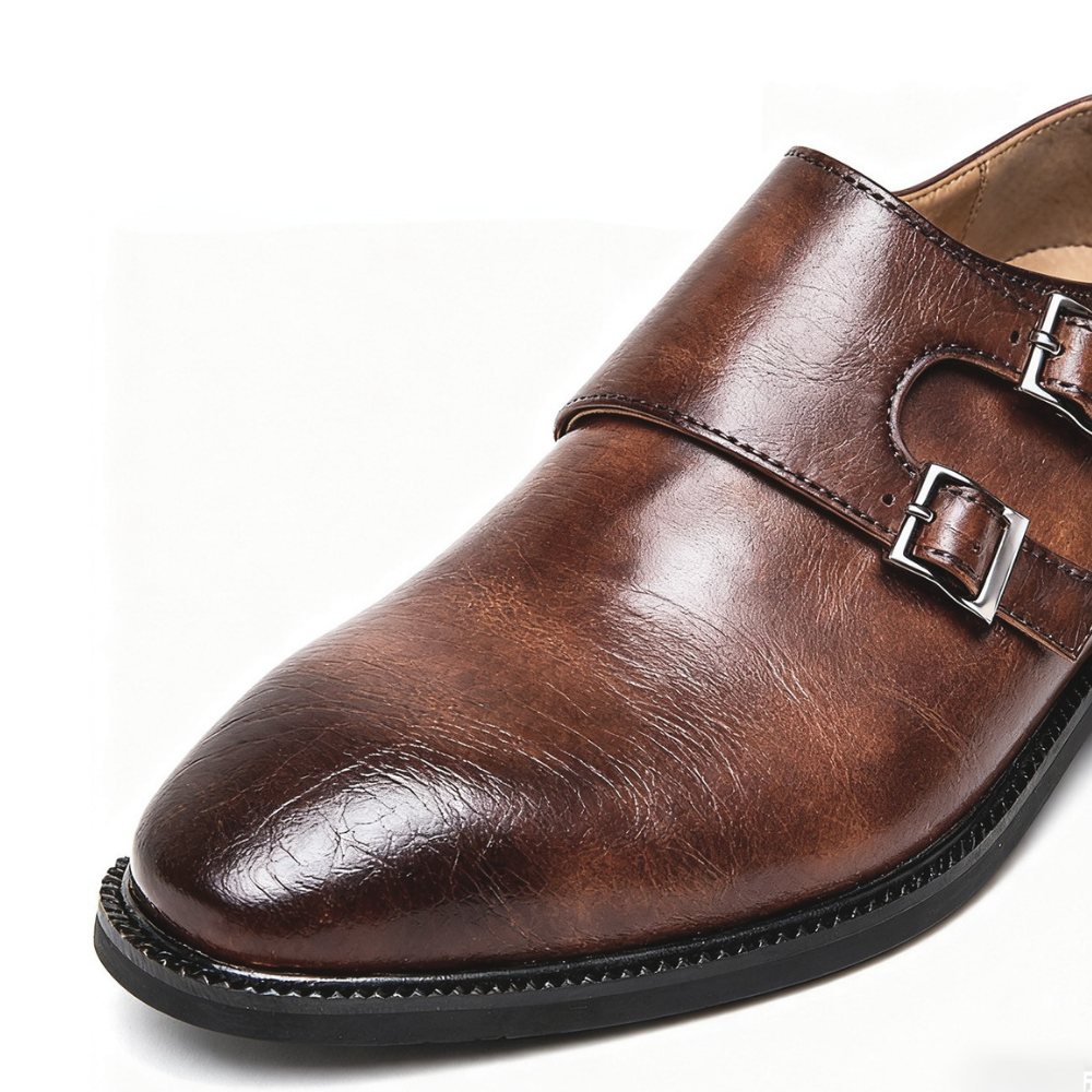 Men's double monk strap loafers with buckle fastenings