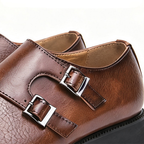Men's double monk strap loafers with buckle fastenings