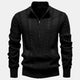 Men's cable-knit full-zip jumper with mock neck and ribbed trims