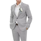 Men's tailored two-piece suit with structured blazer and matching trousers
