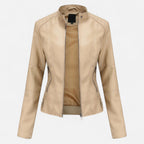 Women's cropped zip-up jacket with stand collar and zipped pockets