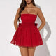 Women's Strapless Glitter Mini Dress with Ruched Bodice