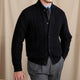 Men's geometric cable knit cardigan with button front