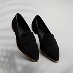 Women's pointed toe loafers with vamp strap and low heel