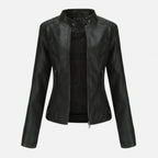 Women's cropped zip-up jacket with stand collar and zipped pockets