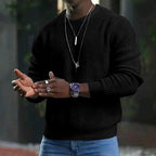 Men's textured knit sweater with crew neckline and long sleeves