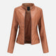 Women's cropped zip-up jacket with stand collar and zipped pockets