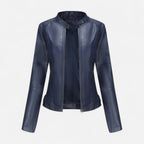 Women's cropped zip-up jacket with stand collar and zipped pockets