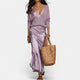 Women's Satin Slip Maxi Dress and Knit Jumper Set