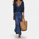 Women's Satin Slip Maxi Dress and Knit Jumper Set