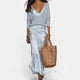 Women's Satin Slip Maxi Dress and Knit Jumper Set