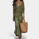 Women's Satin Slip Maxi Dress and Knit Jumper Set
