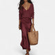 Women's Satin Slip Maxi Dress and Knit Jumper Set