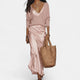 Women's Satin Slip Maxi Dress and Knit Jumper Set