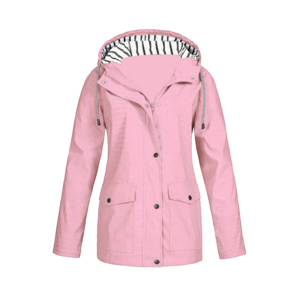 Women's long-sleeved hooded rain jacket