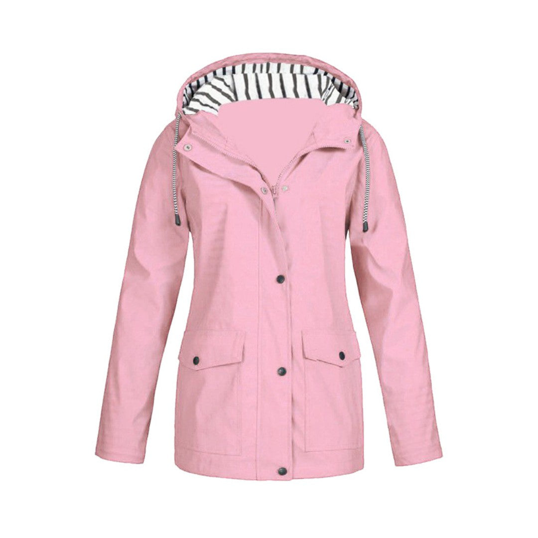 Women's long-sleeved hooded rain jacket