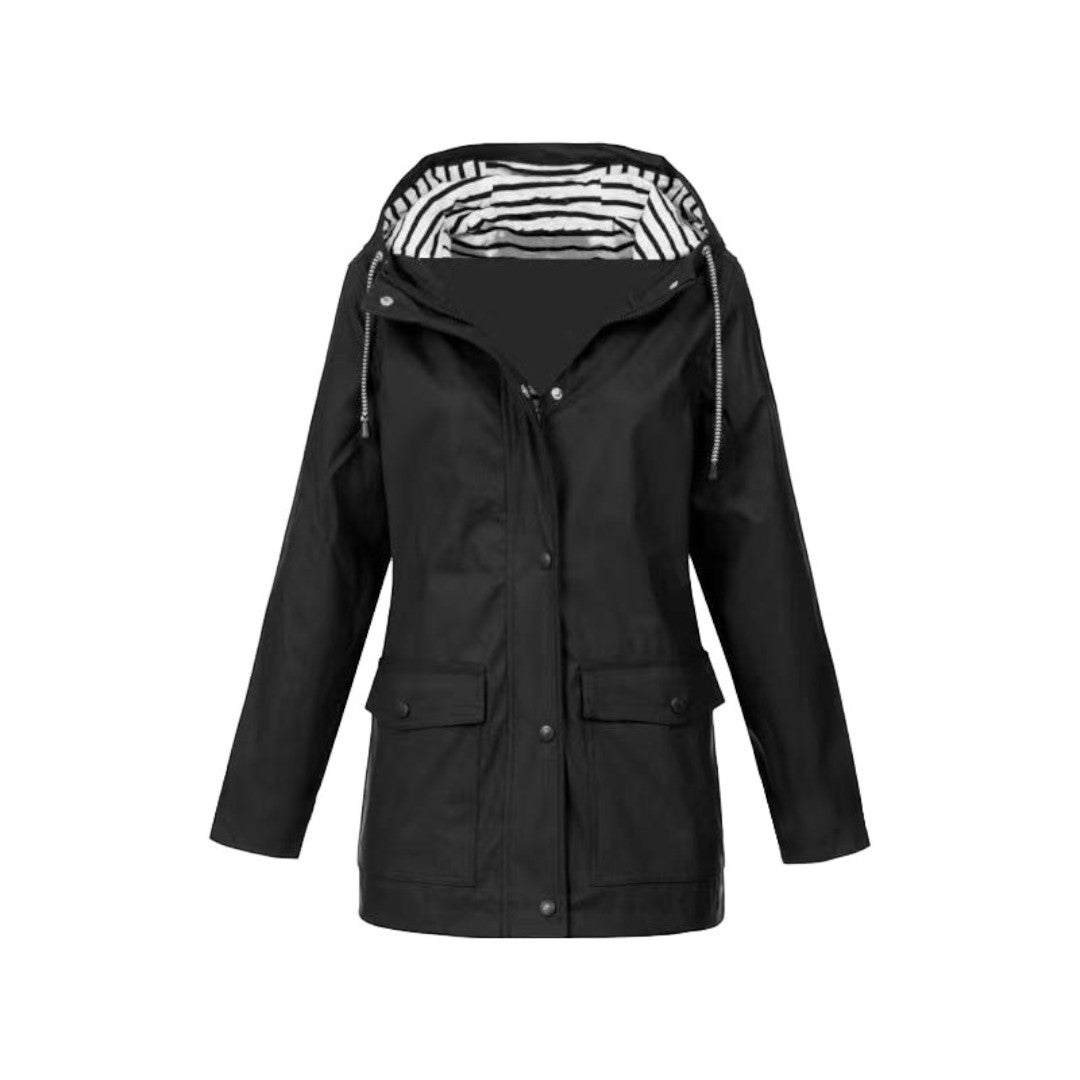 Women's long-sleeved hooded rain jacket