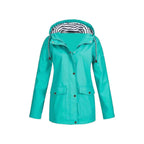 Women's long-sleeved hooded rain jacket