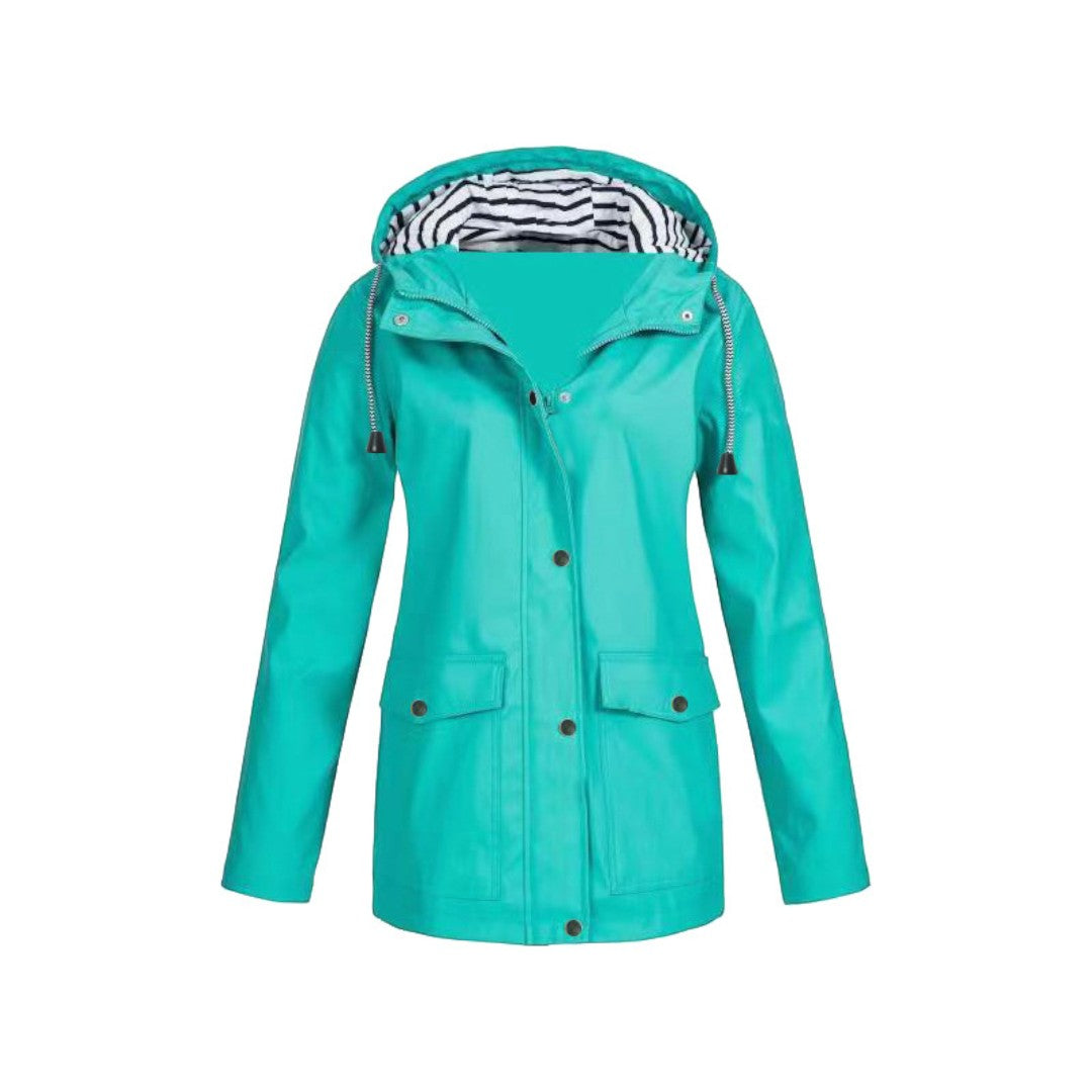 Women's long-sleeved hooded rain jacket