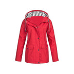 Women's long-sleeved hooded rain jacket