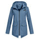 Women's longline hooded raincoat with zip front and flap pockets