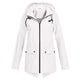 Women's longline hooded raincoat with zip front and flap pockets