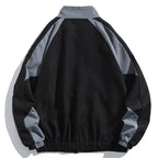 Unisex colour block windbreaker jacket with stand collar and zip front