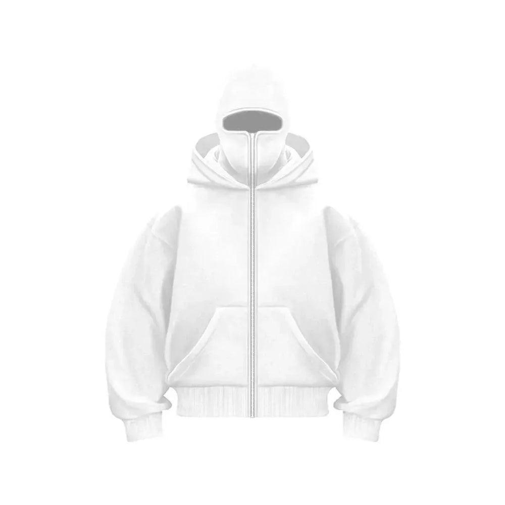 Men's hooded zip hoodie with kangaroo pocket and ribbed trims