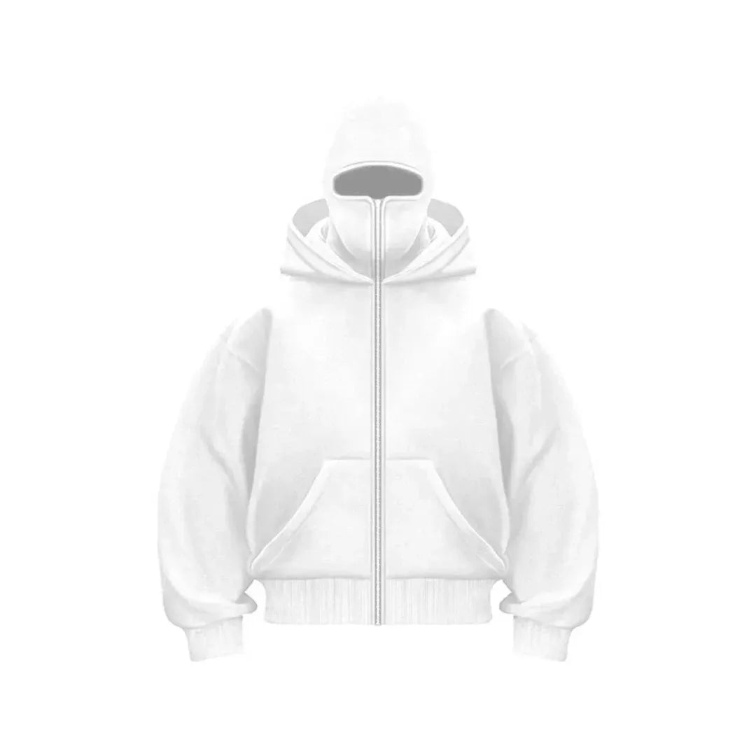 Men's hooded zip hoodie with kangaroo pocket and ribbed trims