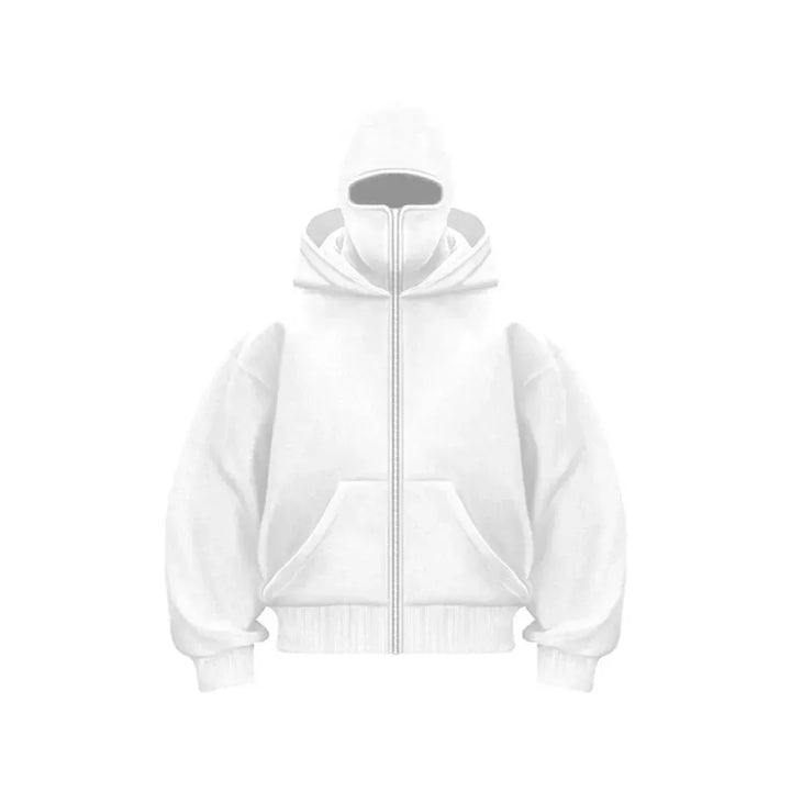 Men's hooded zip hoodie with kangaroo pocket and ribbed trims