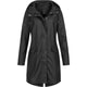 Women's long hooded rain jacket with zip and press-stud front
