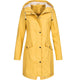 Women's long hooded rain jacket with zip and press-stud front