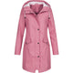 Women's long hooded rain jacket with zip and press-stud front