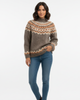 Women's Nordic pattern turtleneck sweater with long sleeves