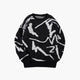 Men's crew neck sweater with abstract line pattern and ribbed trims