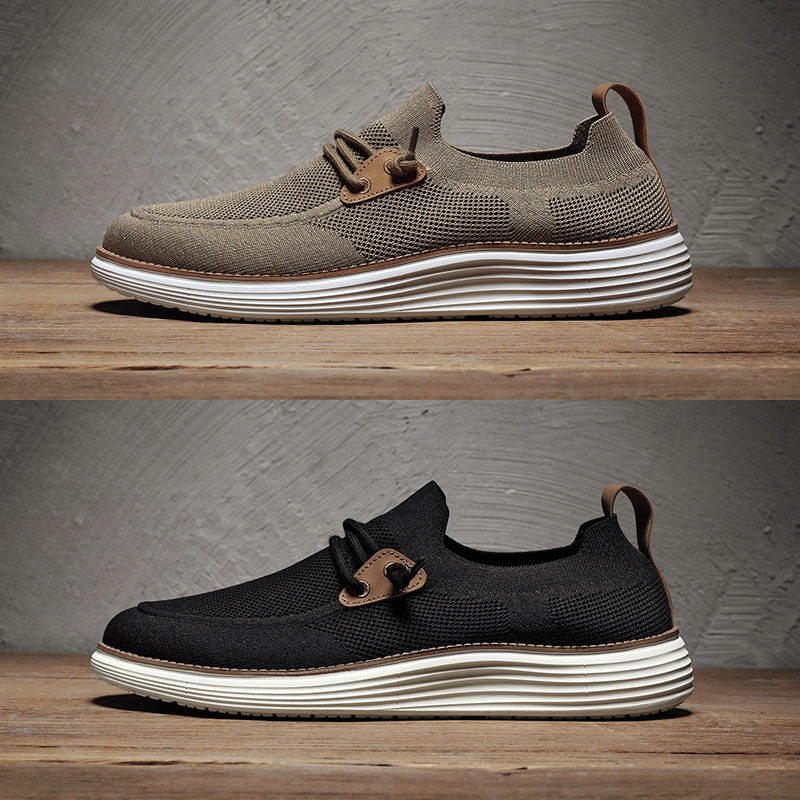 Men's plain slip-on loafers with round toes