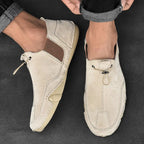 Men's casual loafers with round toe and drawstring detail
