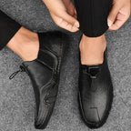 Men's casual loafers with round toe and drawstring detail