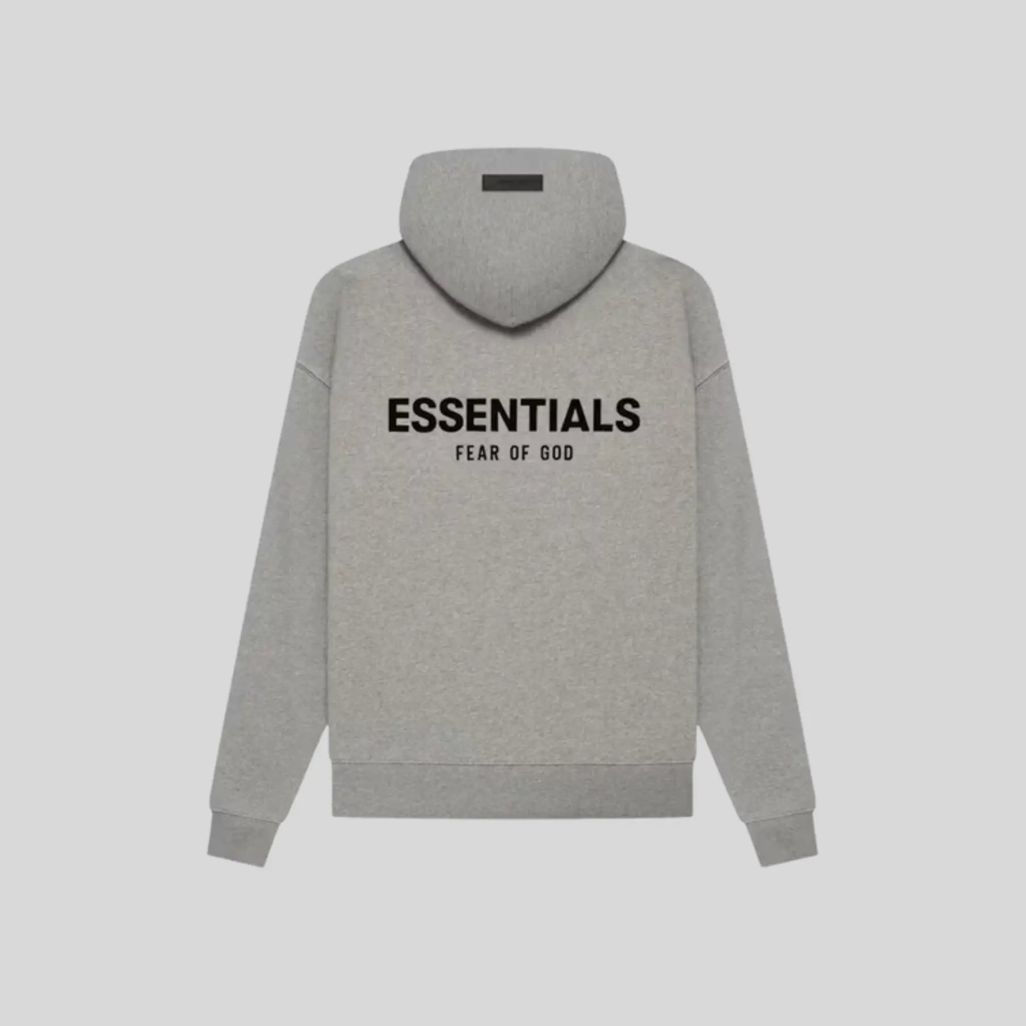 Gray pullover hoodie with hood, kangaroo pocket and logo graphics