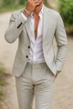 Men's slim-fit two-piece suit with notched lapel blazer