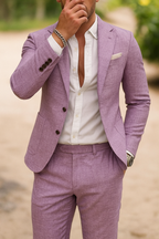 Men's slim fit suit with button blazer and matching trousers