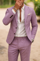 Men's slim-fit two-piece suit with notched lapel blazer