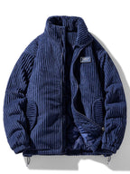 Ribbed padded jacket with stand collar, long sleeves and front zip