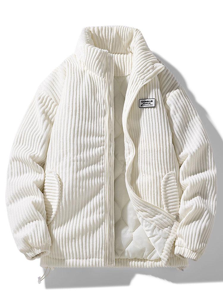 Ribbed padded jacket with stand collar, long sleeves and front zip