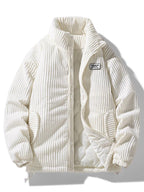 Ribbed padded jacket with stand collar, long sleeves and front zip