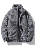 Ribbed padded jacket with stand collar, long sleeves and front zip