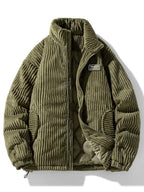 Ribbed padded jacket with stand collar, long sleeves and front zip