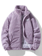 Ribbed padded jacket with stand collar, long sleeves and front zip