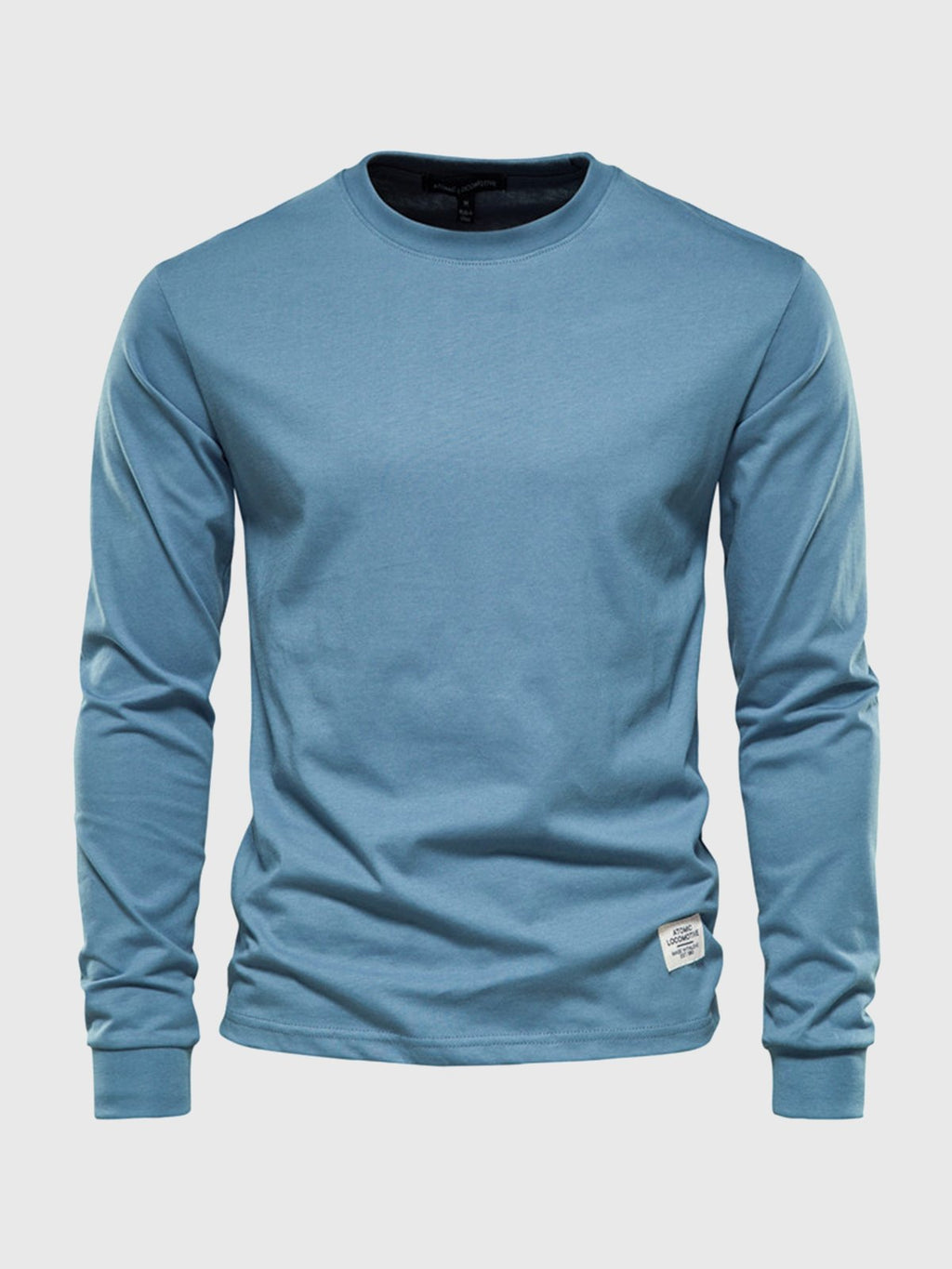 Men's long sleeve crew neck sweatshirt with ribbed cuffs and hem