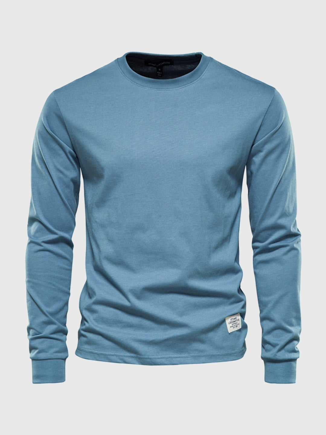 Men's long sleeve crew neck sweatshirt with ribbed cuffs and hem